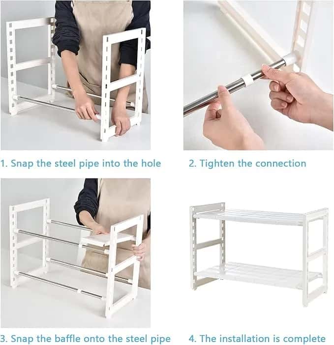 Thumbnail for Étagère de rangement sous évier, extensible et réglable, pour la cuisine et la salle de bain