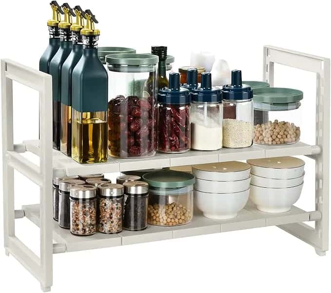 Thumbnail for Étagère de rangement sous évier, extensible et réglable, pour la cuisine et la salle de bain