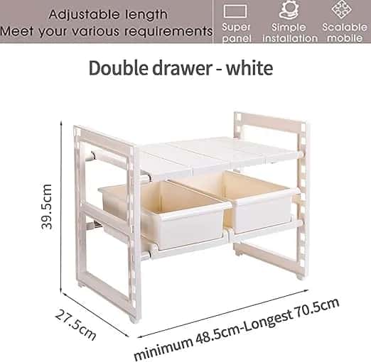 Thumbnail for Étagère de rangement sous évier, extensible et réglable, pour la cuisine et la salle de bain