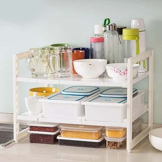 Thumbnail for Étagère de rangement sous évier, extensible et réglable, pour la cuisine et la salle de bain